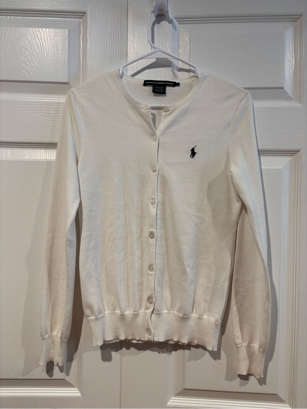 Ralph Lauren White Button-Front Cotton Cardigan